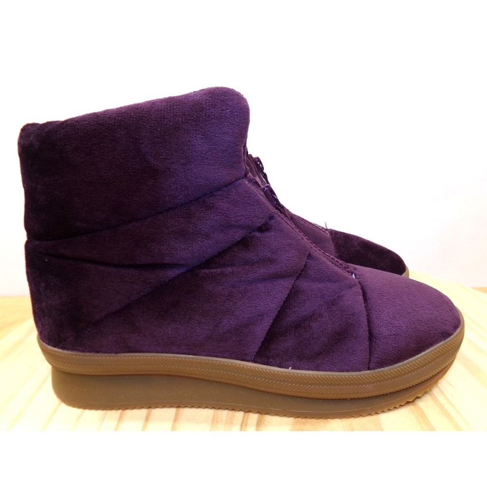 Keds Bundle Bootie Boots‎ WF66540 Womens Velvet Burgandy Size 8.5 Zip Up